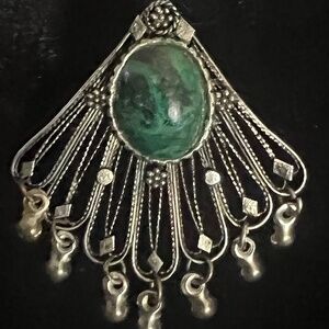 Sterling Silver & Eilat Stone Brooch